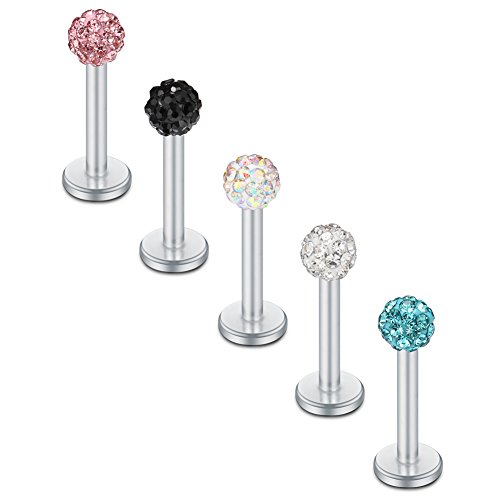 SCERRING 16G Lip Rings Stainless Steel Labret Monroe Lip Ring Tragus Nail Helix Earring Stud Piercing Jewelry Bar Length 8mm