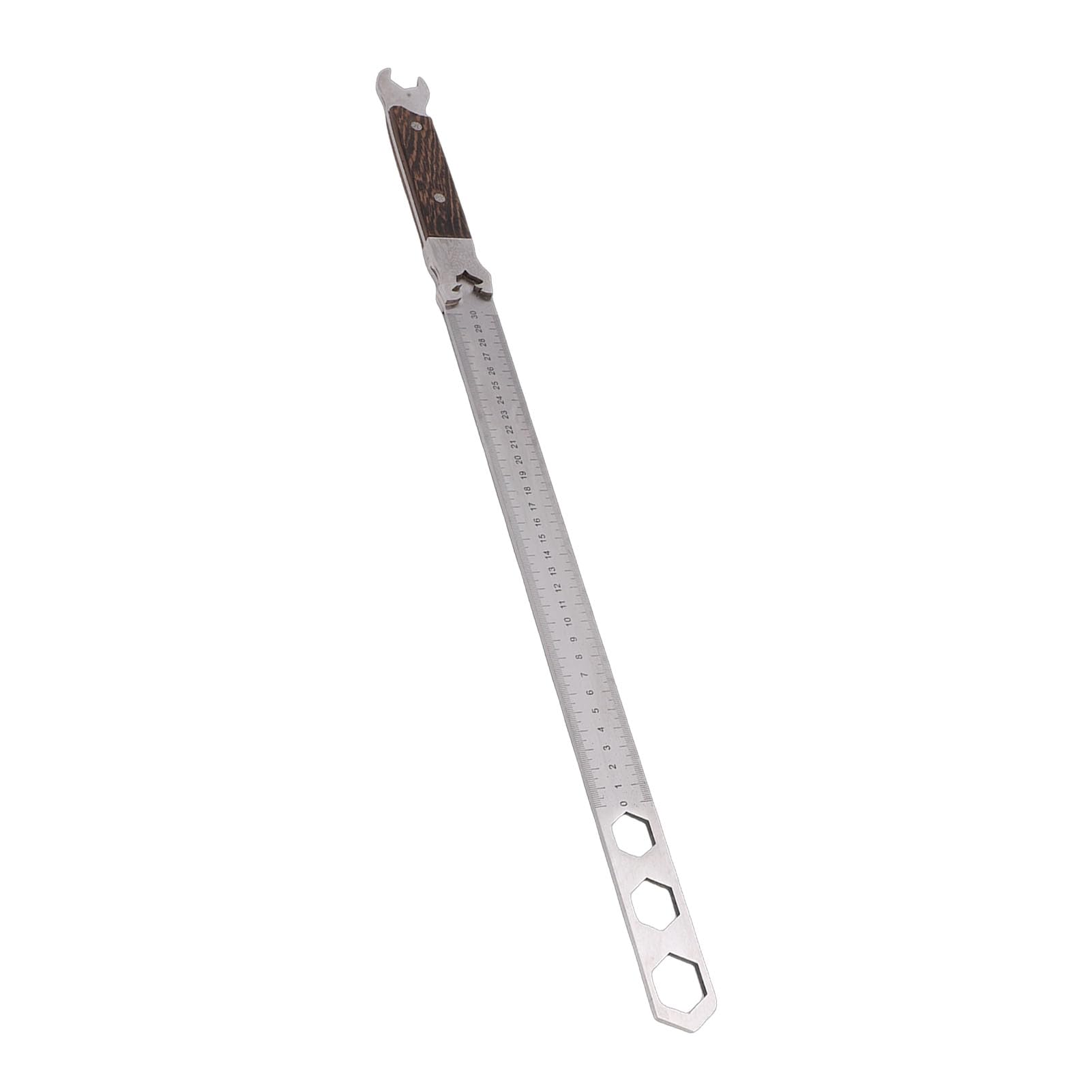 Yosoo Health Gear Righello in Metallo, Strumento di Misurazione in Acciaio Inossidabile con Manico in Tiglio, 30 Cm per Architetti e Falegnami