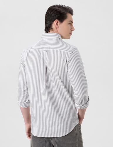 Image of Symbol Premium Mens Striped Oxford Smart Casual Shirt | 100% Cotton | Button-Down Collar | Regular Fit