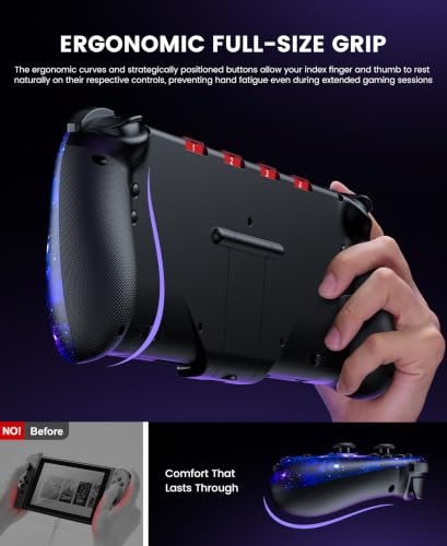 Image of Gammeefy JC400 Gen 2 Switch 2 Controller - Hall Effect Joysticks & Enhanced Grip - One Piece Switch Joypad Replacement Switch 2 Pro Controller with RGB Lighting, Turbo, Macros - Starry Sky, 7.9 inch