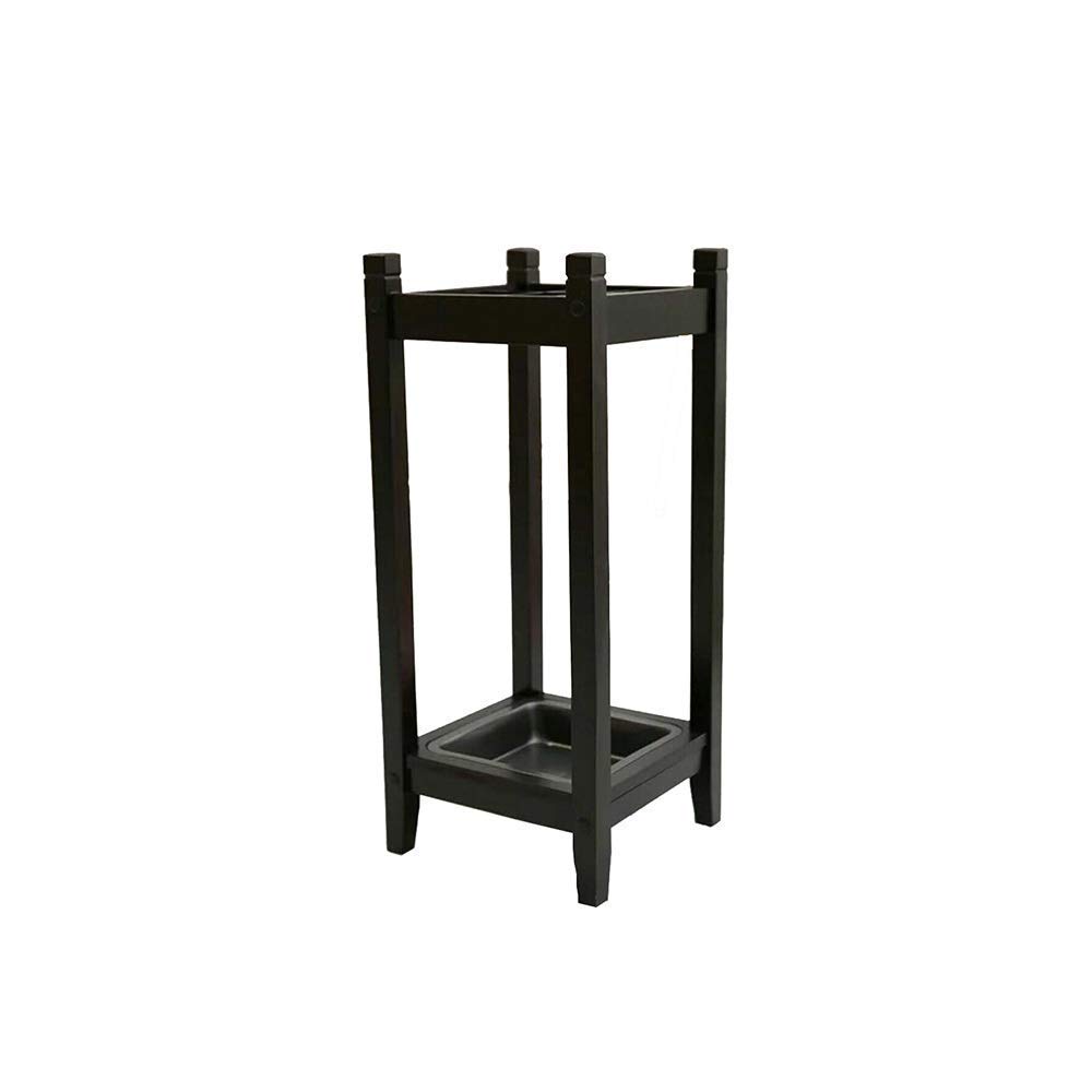 GHHVFEC Umbrella Stand with Drain Tray, Wooden Square Holder for Walking Stick and Umbrellas, Functional Storage Solution for Entryway and Porch