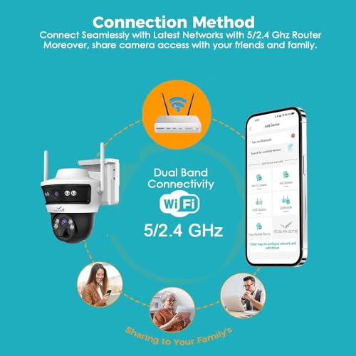Image of Camate Stellar Duo 4+4MP (2.4GHz & 5GHz) Dual-Band WiFi Solar Outdoor CCTV Camera with 7W Solar Panel, 10400mAh Battery, Motion Detection, Two-Way Audio, IP65 Waterproof Wireless Security Camera