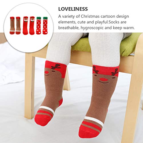 KESYOO 3 Pares de Meias de Natal para BebÃªs Feriado Quente AlgodÃ£o Engrossar Inverno Acolhedor Mei