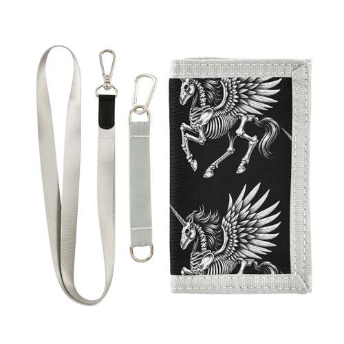 ALAZA Kids Wallets for Boys Girls Toddler Trifold Wallet Children Small Skeleton Of Unicorn with Zipper Coin Pocket