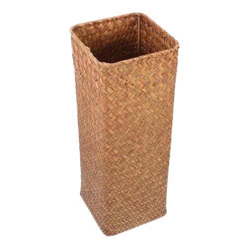 BATHVEVE Jarrón Rústico de Ratán para Flores Secas Artesanía Tejida a Mano, Material y Diseño Vintage Europeo para Decoración en Estanterías o Escritorios