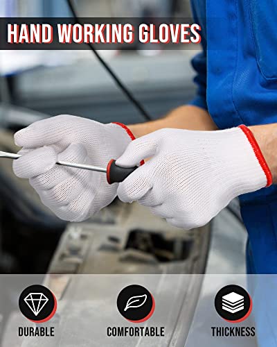 Satinior 36 Pairs Hand Work Gloves White Cotton Liners Gloves Safety Work Gloves Liners Men Women Cotton Bbq Gloves (Red Edging), One Size #TOP1