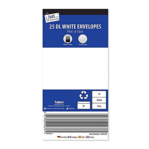 The Home Fusion Company Enveloppes blanches à patte autocollante Lot de 25