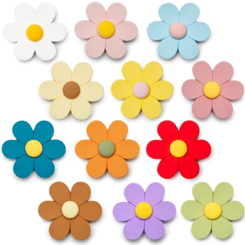 Extra Large 3D Flower Cute Fridge Magnets for Locker Colorful Strong Decorative Funny Refrigerator Magnets for Whiteboard Kitchen and Office Extra Large 12 Colors
