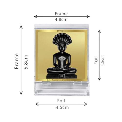 Image of DIVINITI Parshvanatha Photo Frame for Car Dashboard, Table Decor| ACF 3A Classic Parshvanatha and 24K Gold Plated Foil| Religious Frame Idol for Pooja, Worship, Gifts Items (5.8 X 4.8 CM)
