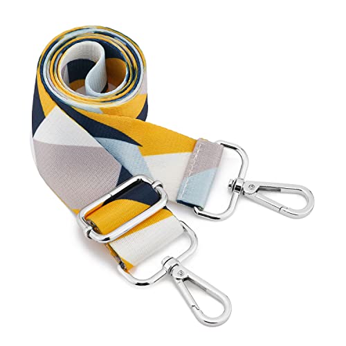 Image of Silvery Buckles Wide Shoulder Strap Adjustable Replacement Belt Crossbody Canvas Bag Handbag