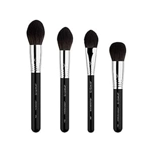 SIGMA Beauty Studio Makeup Brush Set – Set of 4 Makeup Brushes for Flawless Face and Skin, Includes Bronzer Brush, Blush Brush, Cream and Face Powder Brush, and Kobuki Foundation Brush (4 pcs)