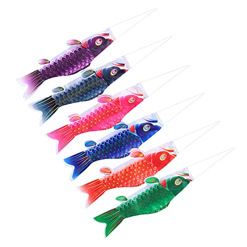 DOITOOL 6 peças de biruta japonesa de carpa biruta de peixe girador bandeira de peixe kite Koinobori