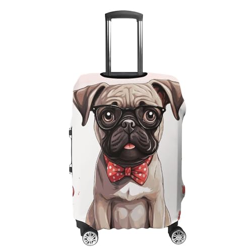 Cute Pug Puppy Travel Luggage Cover Elastic Washable Suitcase Cover Dustproof Anti-Scratch Suitcase Protector Fits 19-32 Inch Luggage, XL4