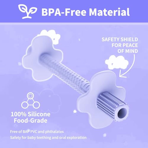 Image of 6 Pack Baby Teether Straws Silicone Teething Tube Stick Toy