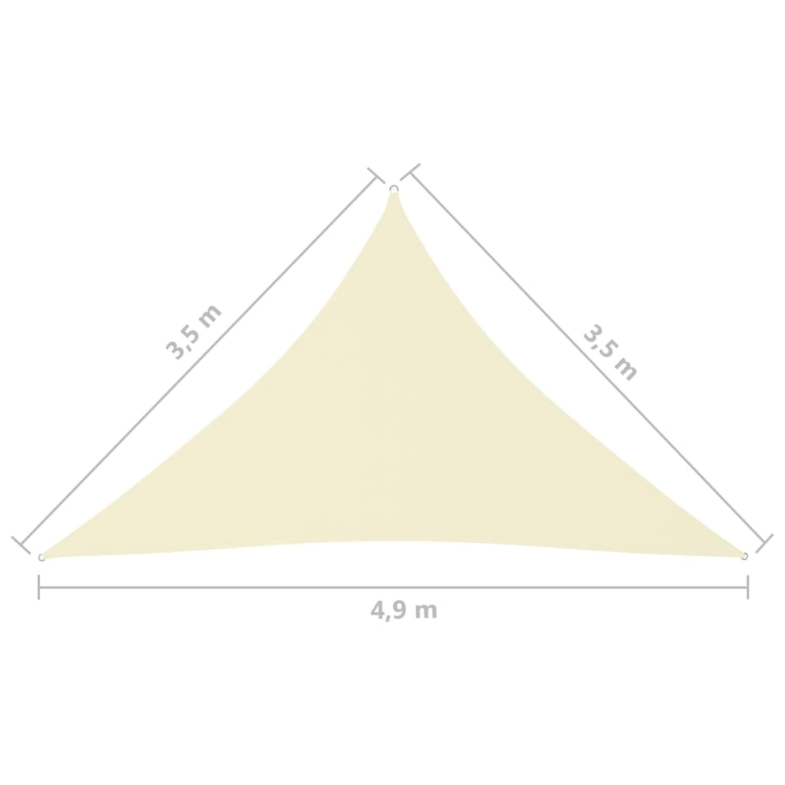 Parasole a Vela Oxford Triangolare 3,5x3,5x4,9 m Crema,Tenda a Vela Impermeabile Rettangolare Vela Ombreggiante Parasole Protezione Raggi U V per Esterno Giardino terrazza