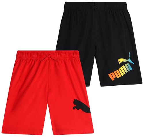PUMA Boys Swim Trunks - 2 Pack Quick Dry Beach Bathing Suit Shorts for Boys with Breathable Mesh Lining (Sizes: S-XL)