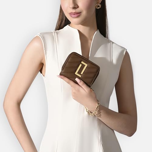 Image of Lavie Luxe Women's Diagonal Flap 25 Quilted Small Zip Wallet | Gift for Women