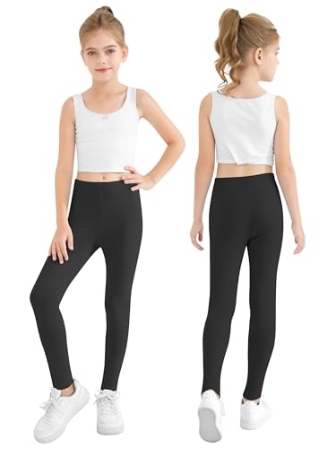 Resinta 4 Pack Girls Leggings Tights Soft Comfortable Pants for Kids Stretchy Ankle Length Athletic Yoga 6-14 Years4