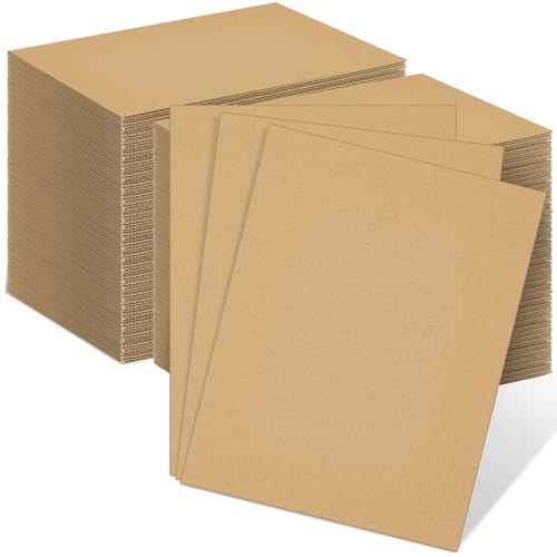 Image of Henoyso 220 Pack 11 x 8.5 Inch Corrugated Cardboard Sheets Flat Cardboard Sheets Packaging Inserts Flat Square Inserts Squares Separators for Shipping Packing Mailing Crafts (Brown)