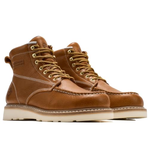 Image of SUREWAY 6in Moc Toe Work Boots for Men, Wedge Sole, Steel /Soft Toe