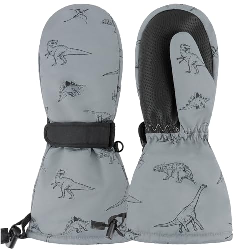 Image of Duoyeree Toddler Winter Gloves, Waterproof Fleece Lined Ski Mittens 1-6Y | Waterproof outer fabric with thick soft lining, keeps toddlers' hands dry and warm during snow play
