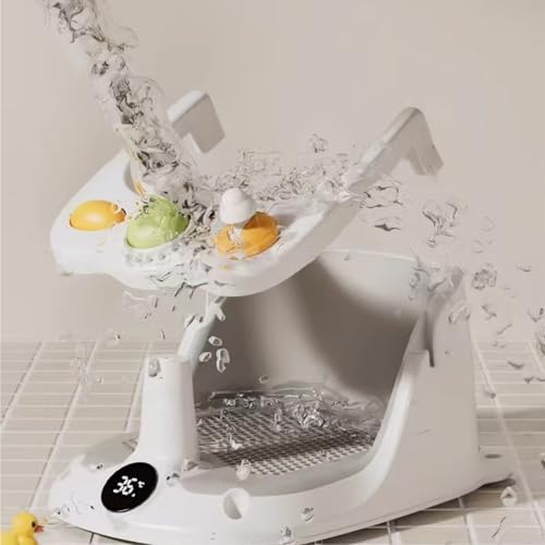 Siège de bain bébé dès 6 mois avec dossier ergonomique et thermomètre intégré