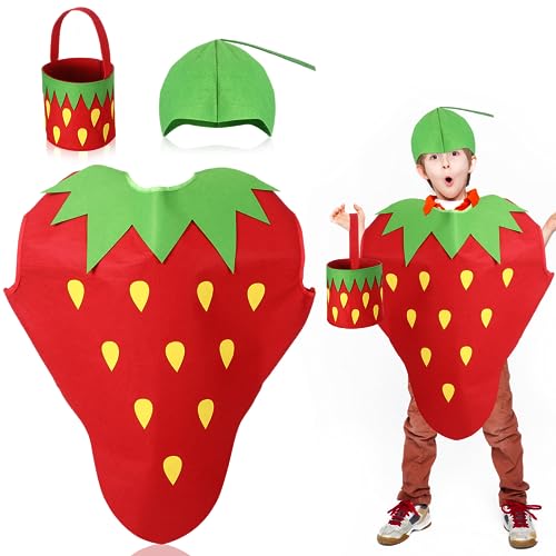 Disfraz completo de fresa para niños Suhine 3 piezas miniatura 1