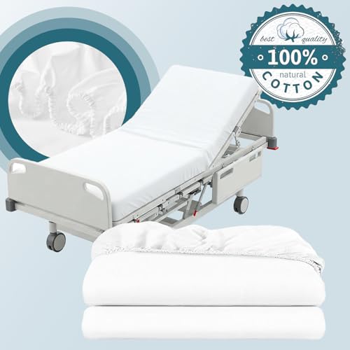 Image of DESTINY CRESCENT BEDDING Hospital Twin Extra Long 100% Cotton Jersey Sheet Set - Soft and Comfy Twin XL White (Pack of 2)