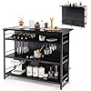 Giantex home bar unit 4 tier liquor bar table with footrest wine bottle racks glass holder industrial corner mini coffee bar cabinet for home kitchen pub black  urban country home decor