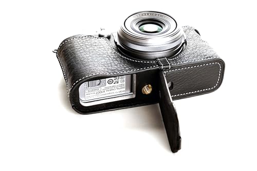 Demi étui en cuir véritable Fujifilm X100T fait main TP noir
