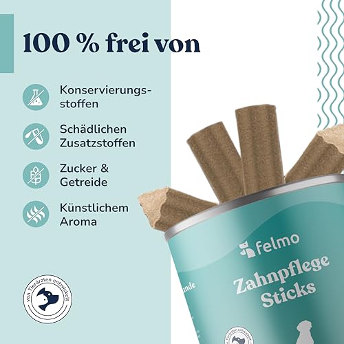 felmo Zahnsticks für Hunde mit Minze & Lammprotein – ca. 19 Kausticks mit Probiotika in Sternform – zuckerfrei, ohne künstliche Farbstoffe, ohne künstliche Aromen