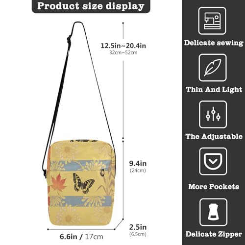 small messenger bag for women Crossbody Small Bags For Women Casual Womens Purse Adjustable Strap for Outdoor Daily Outdoor Daily- Japanese Yellow Butterfly3
