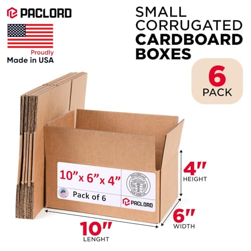 Image of Small Cardboard Boxes 10 inchL x 6 inchW x 4 inchH (Pack of 6) - USA-Made Packing Boxes for Moving, Shipping, or Storage - USPS, UPS, FedEx Approved - Professional Packing Supplies for Moving