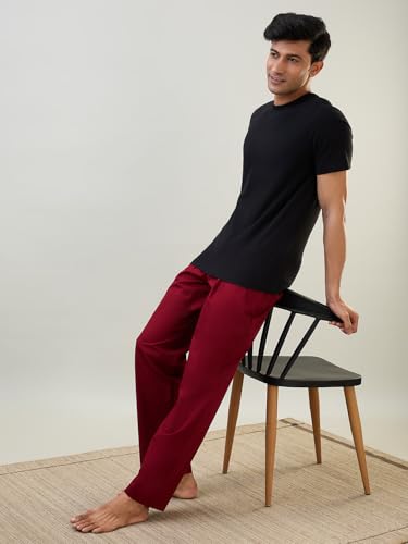Image of SleepZ by Raymond Men Regular Fit Solid Pattern Pure Cotton Sleepwear Pyjama