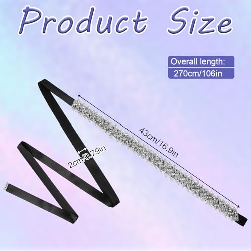 Handcrafted Bridal Rhinestone Wedding Waist Belt Women Handmade Silver Glitter Ribbon Waist Bling Sparkly Crystal Waistband Elegant Elastic Glitter Sashes for Jeans Formal Dress Bridesmaids2