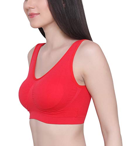 Image of GLAMORAS Women Nylon Elastane Lightly Padded Non Wired U Back Sports Bra | Seamless Stretchy Low Impact Yoga Workout Bra with Removable Pads - Size- Small to 4XL