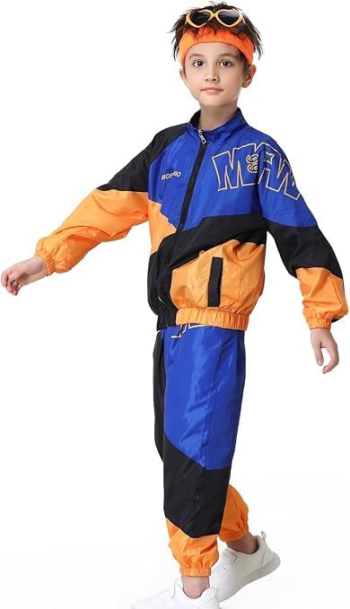 Miniatura 5 de Traje de los años 80 para niños, retro de los años 90, chándal para niños y niñas, ropa de baile hip hop, chaqueta de retazos unisex, pantalones