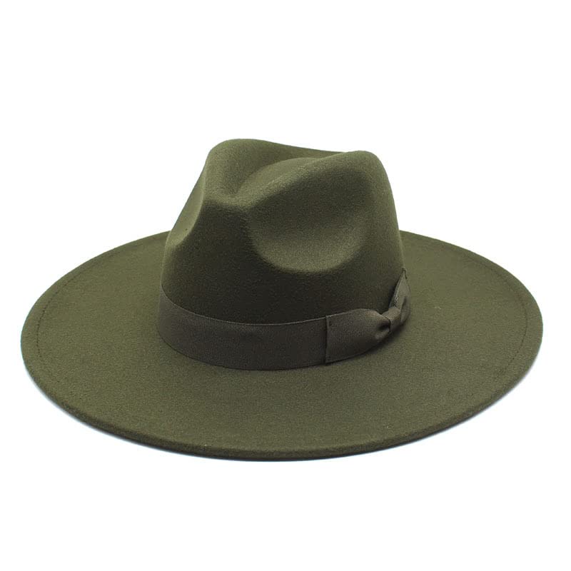 JiuRui Chapeaux et Casquettes Nouveau chapeau haut de forme en laine à large bord de 9,5 cm, chapeau de jazz à la mode automne et hiver, chapeau haut de forme jazz à grand bord pêche ( Couleur : Bianc