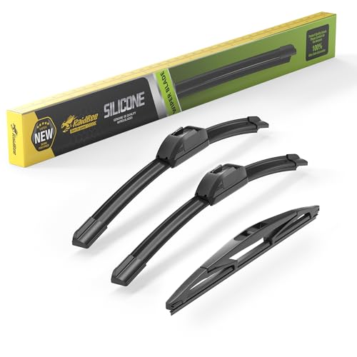 Image of Raidbee Silicone Windshield Wiper blades 3 pack Replacement for Jeep Wrangler 2023 2022 2021 2020 2019 2018 All-Season Silicone Windshield Wipers 16 inch 16 inch 12 inch