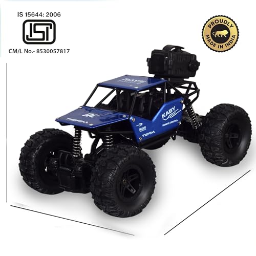 Image of Brand Conquer Remote Control Rock Crawler Mist Smoke Spray Function, High Speed 1:18 RC Car Toys for Boys 2WD Off Road Vehicle Toy Cars for Kids Monster Truck Rock Climbing (Fog Rock Crawler Blue)