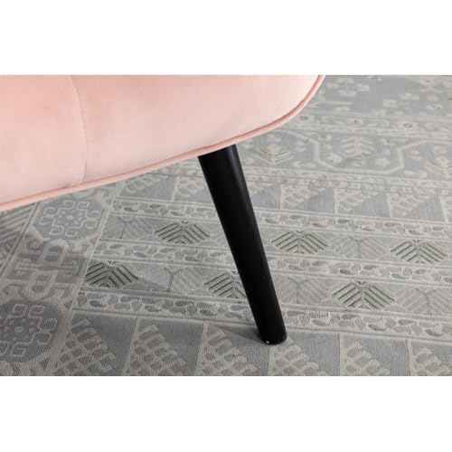 Image of Velvet Wingback Accent Chair for Living Room | Luxury High Back Tufted Armchair with Glossy Metal Legs | Modern Velvet Upholstered Lounge Chair for Home & Office | 1 Pc (Pink)