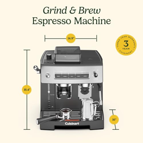 Cuisinart Espresso Bar Grind & Brew Espresso Machine, 16 Grind Settings from Fine to Coarse, Makes Hot or Cold Cafe-Quality Beverages at Home Including Cappuccino, Lattes and Cold Coffee, EM-640 - image 8