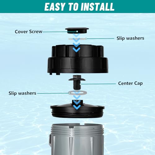 CLX200EGA Cover Retaining Screw with Slip Washers and Center Cap Replacement for Hayward Pool Chlorine Chemical Feeder CL200 CL220