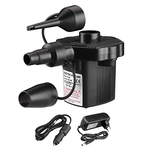 Elektrische Luftpumpe, Elektropumpe mit 3 Luftdüse Kompressor für Luftmatratzen, Schlauchboote, Gästebetten, Aufblasbare Schwimmtiere Oder Camping–Automatisches DC12V/AC220V