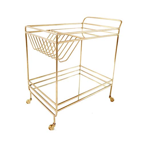 SdaryWare Carrito de Vino de Dos Niveles de Hierro Forjado, móvil, Multifuncional, para el hogar.