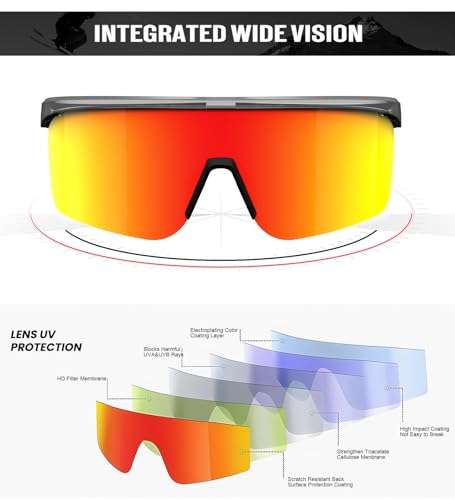 Image of KALIYADI Mens-Sunglasses Polarized Sports Sunglasses-Men: Running Sunglasses Men Women UV400 Protection for Cycling