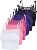 Bencailor 6 Pcs Women's Lace Camisole Spaghetti Strap Bralettes Crop Tops Half Cami Bandeau Tank(White, Pink, Black,X-Large)