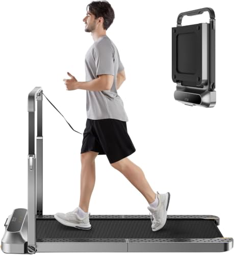 Image of 2-in-1 Foldable Walking Treadmill with Adjustable handrail (Grey Black)