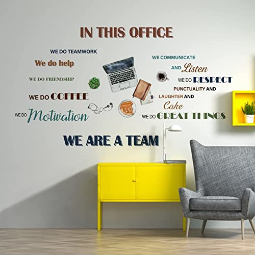 Mfault Office Inspirational Quotes Positive Sayings Peel Stick Wall Decals Stickers, Colorful Motivational Lettering Teamwork Decorations Company Art, Neutral We Are A Team Coffee Home Decor Gift #TOP5