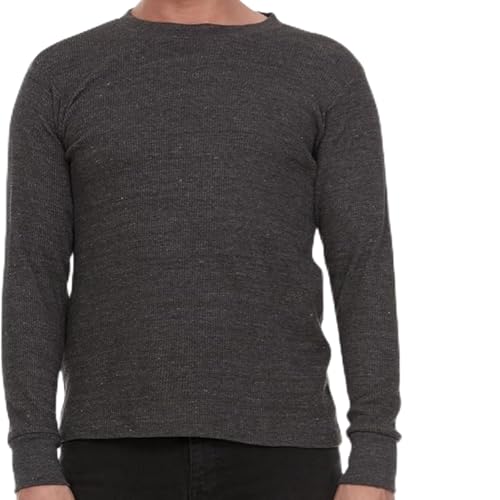 JMR Men’s Thermal Shirt Long Sleeve - Heavyweight 100% Cotton Waffle Weave Top, Warm Breathable Base Layer or Standalone Cold Weather Essential (Charcoal)